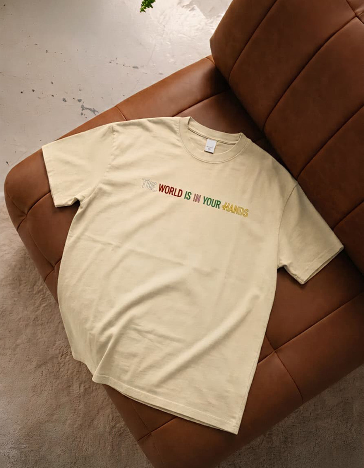 The World is In Your Hands T-Shirt Baige